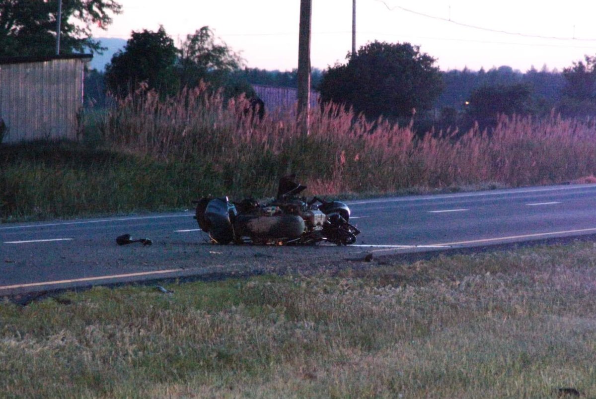 A motorcycle collided with a car in Sainte-Marie-Madeleine on Friday night.