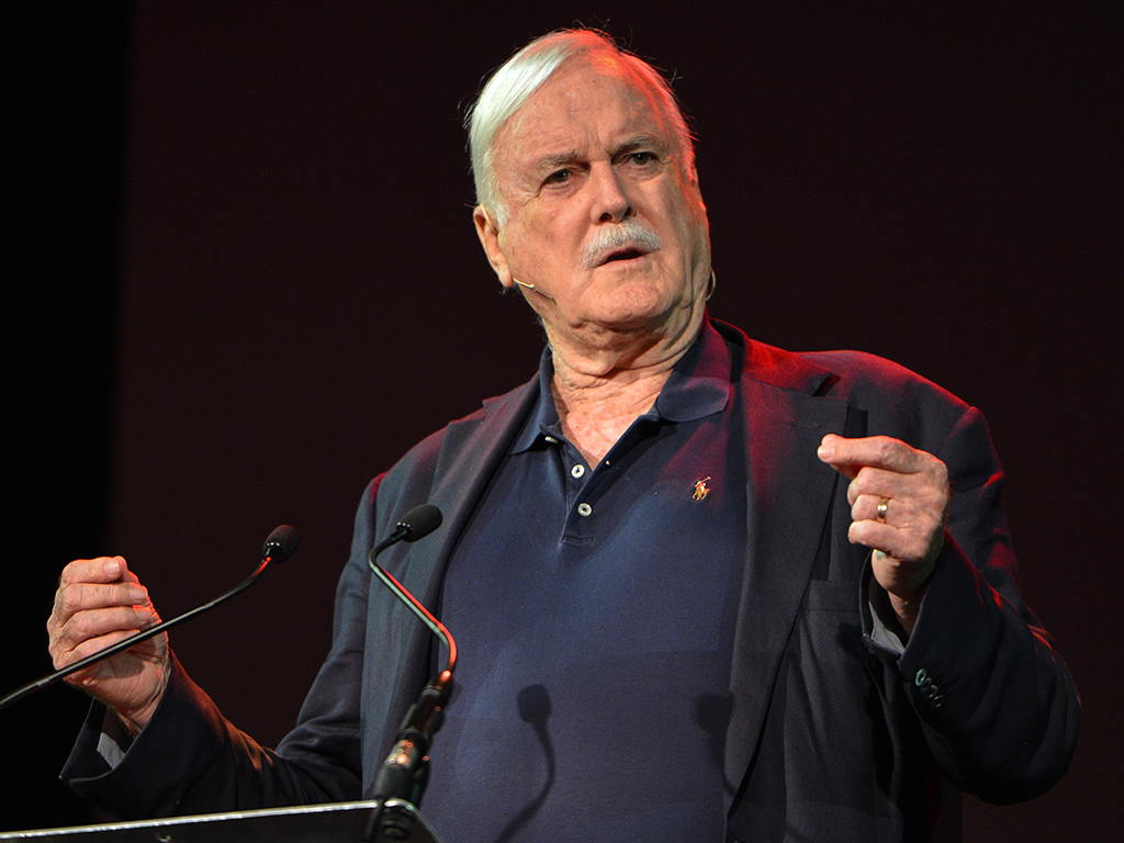 John Cleese speaking at 'Pendulum Summit,' the 'world's leading business and self-empowerment summit,' at the Dublin Convention Centre on Jan. 10, 2019, in Dublin, Ireland.
