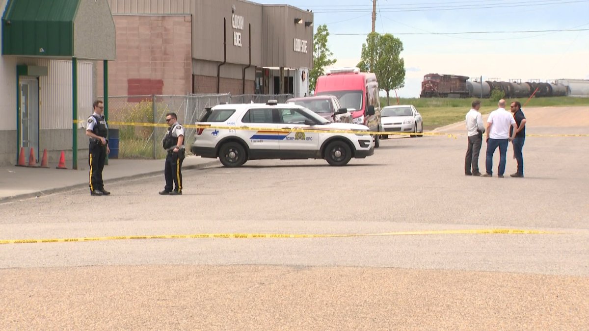 RCMP investigate the suspicious death of a man in Gleichen, Alta., Tuesday, June 23, 2020.