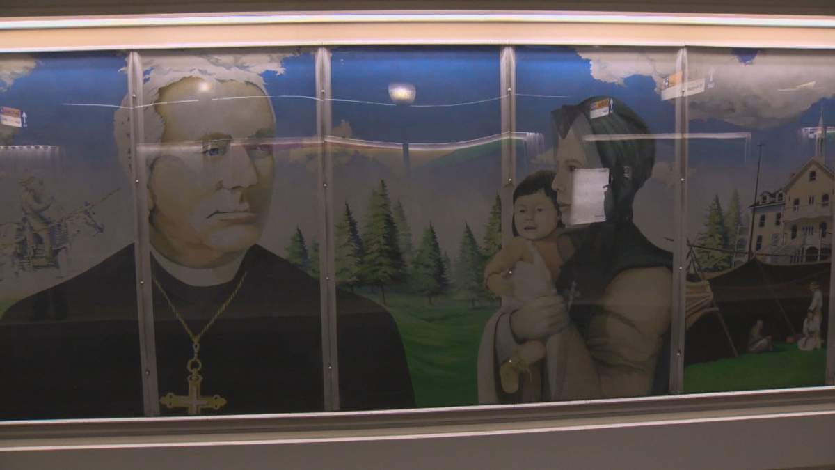 A petition has been created to get a mural at Grandin LRT Station removed.