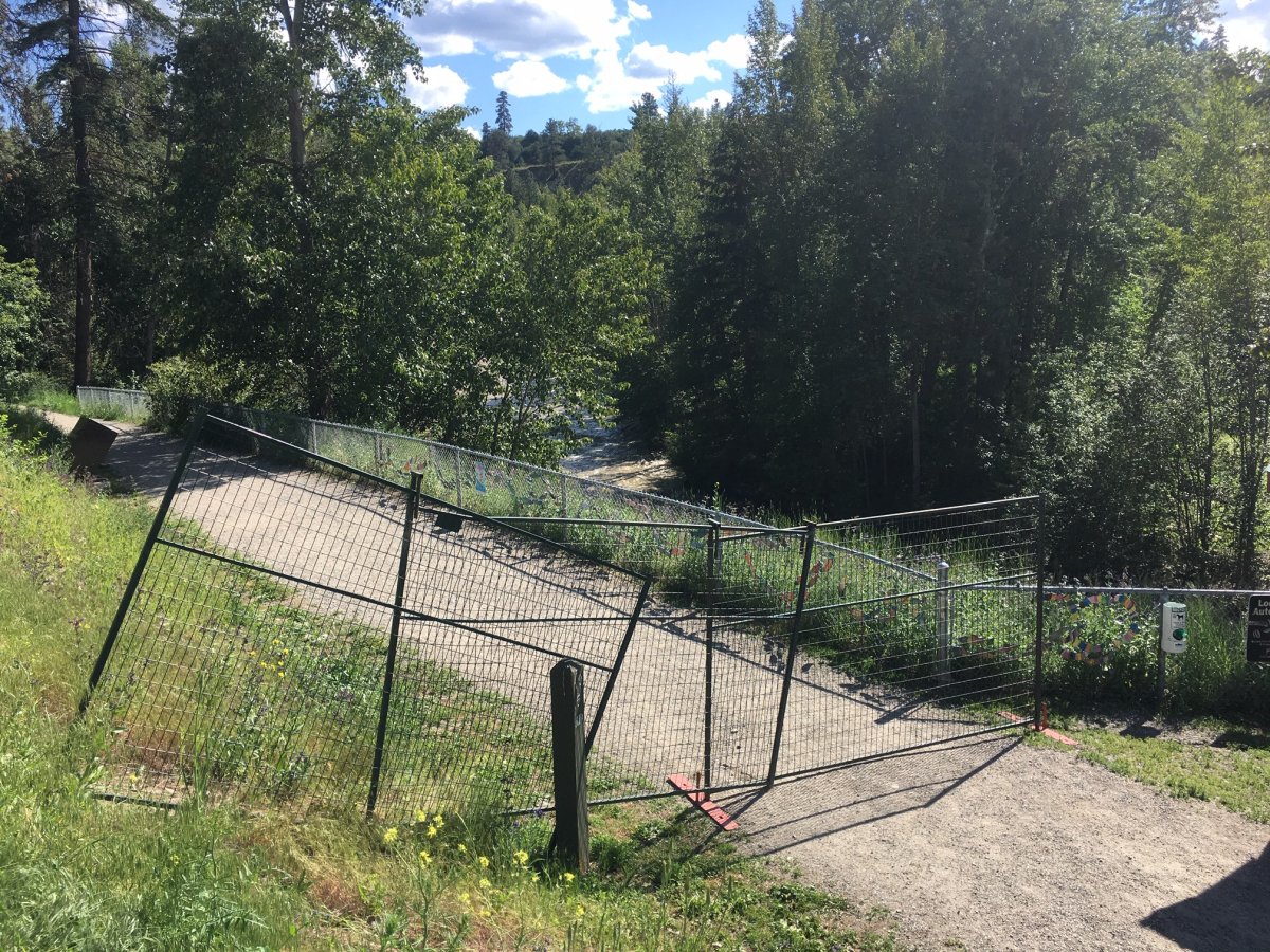 The Greenway corridor in Kelowna is closed from the Hollywood Road south entrance of Scenic Canyon Regional Park to the Smoothing Stones bridge due to rising water levels in Mission Creek. 