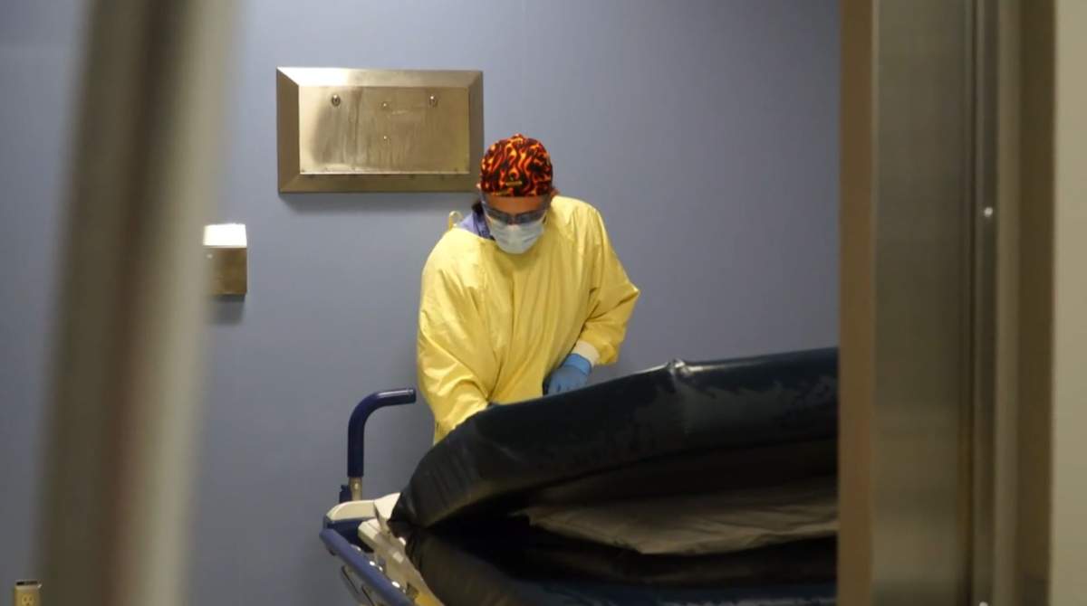 Staff sanitizing equipment inside the Royal Alexandra Hospital in Edmonton, Alta. on Tuesday, June 16, 2020.