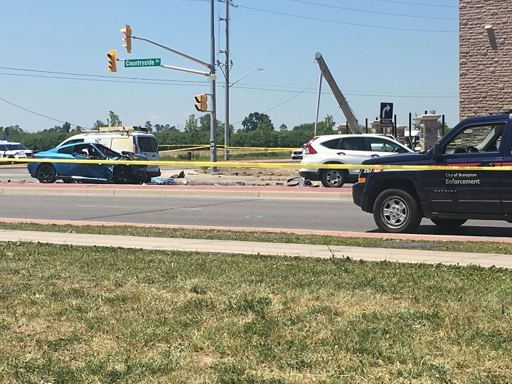 A photo from the scene in Brampton at Torbram Road and Countryside Drive.