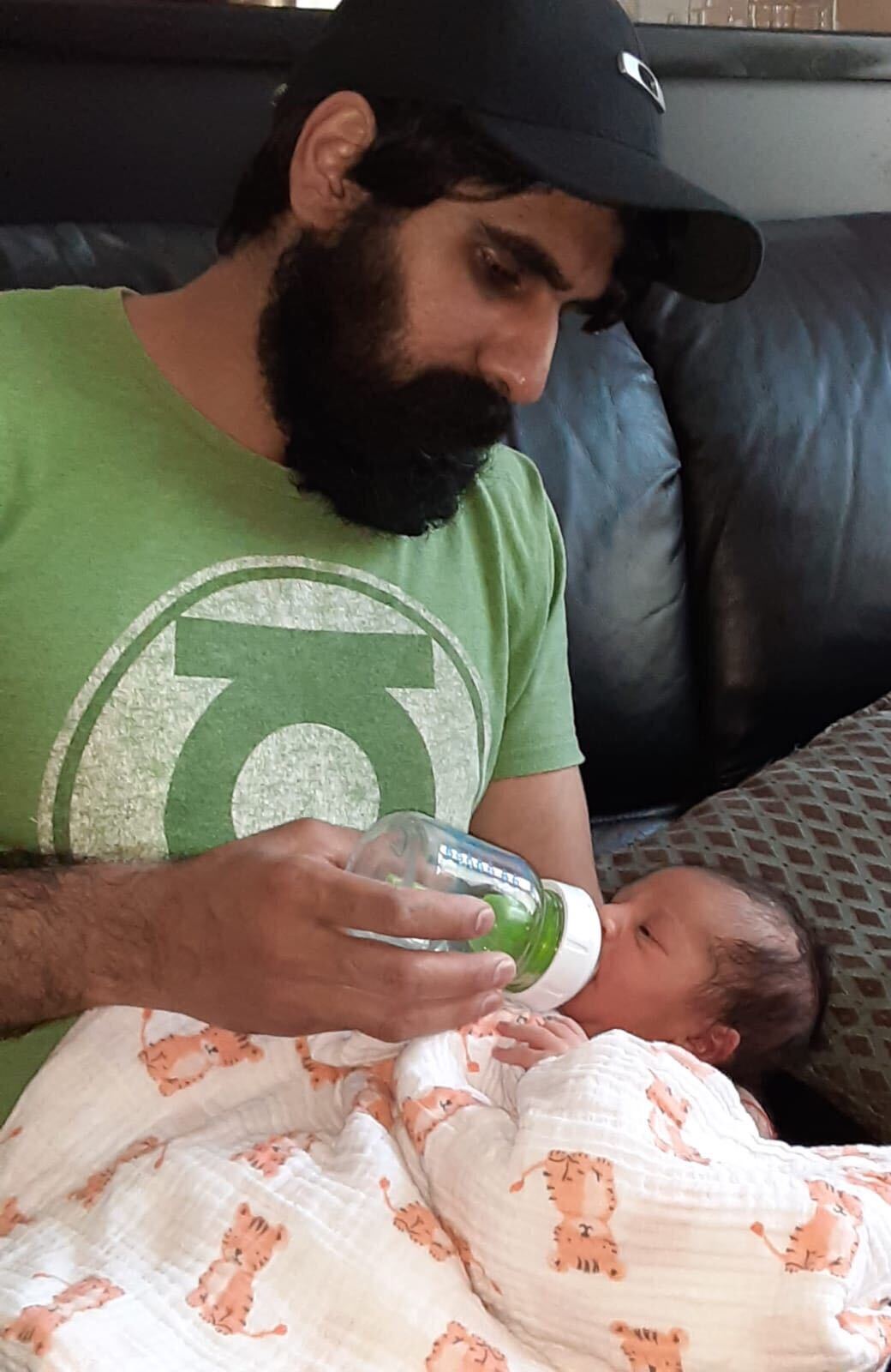 Ramanjit Saund with his newborn baby son. Photo provided by Ramanjit Saund.