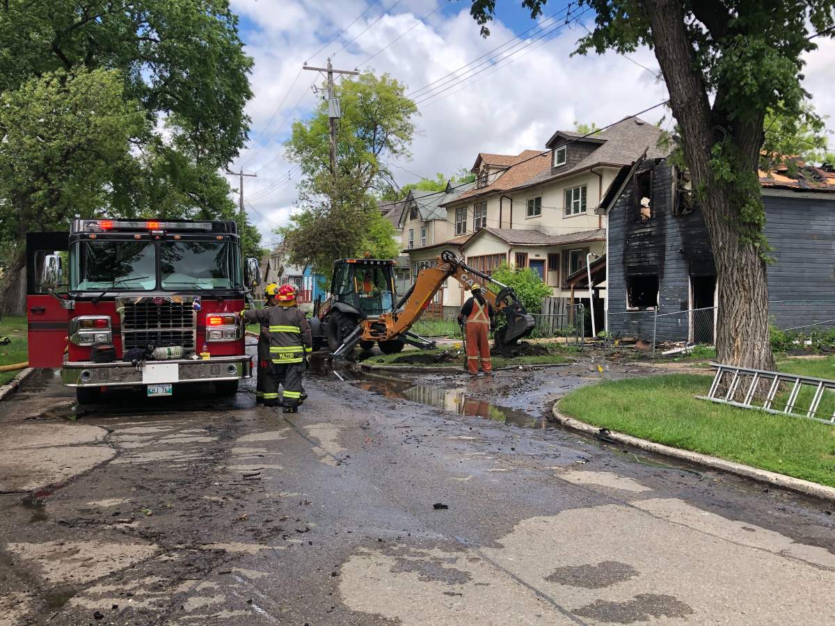 Fire crews on site of the house fire.
