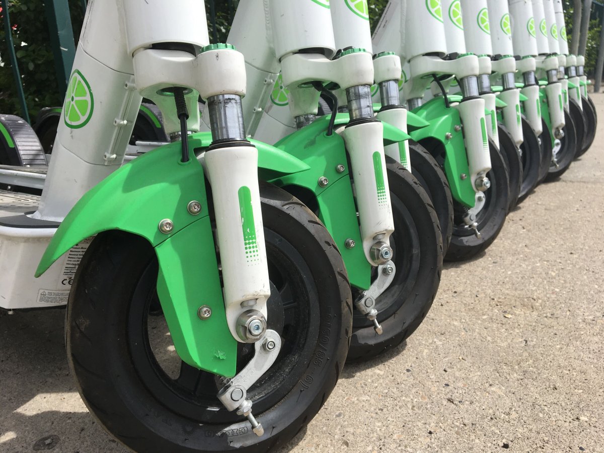 FILE. Lime electric scooters .