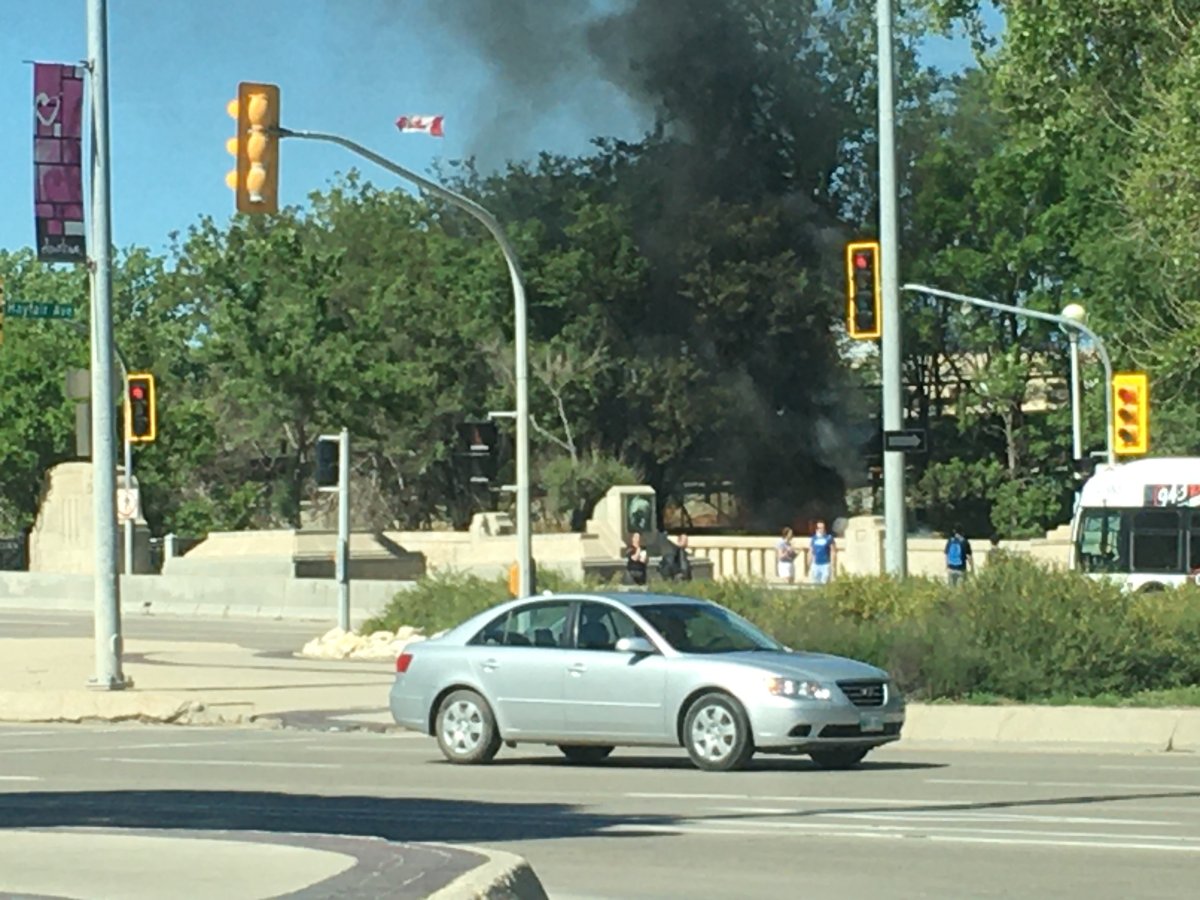 A fire near The Forks in Winnipeg.
