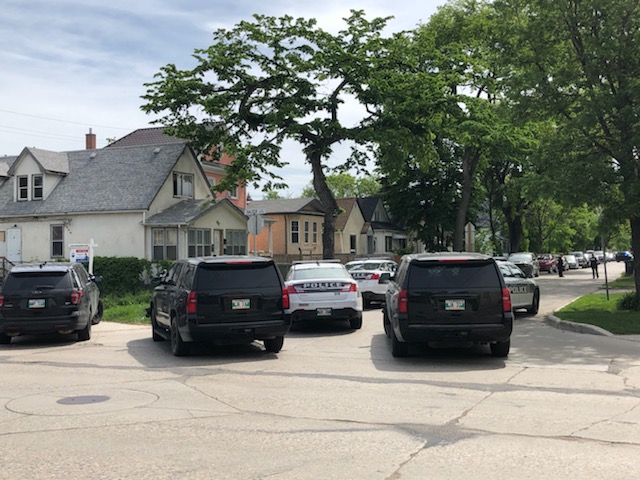 Police vehicles outside of a North End home on Saturday afternoon.