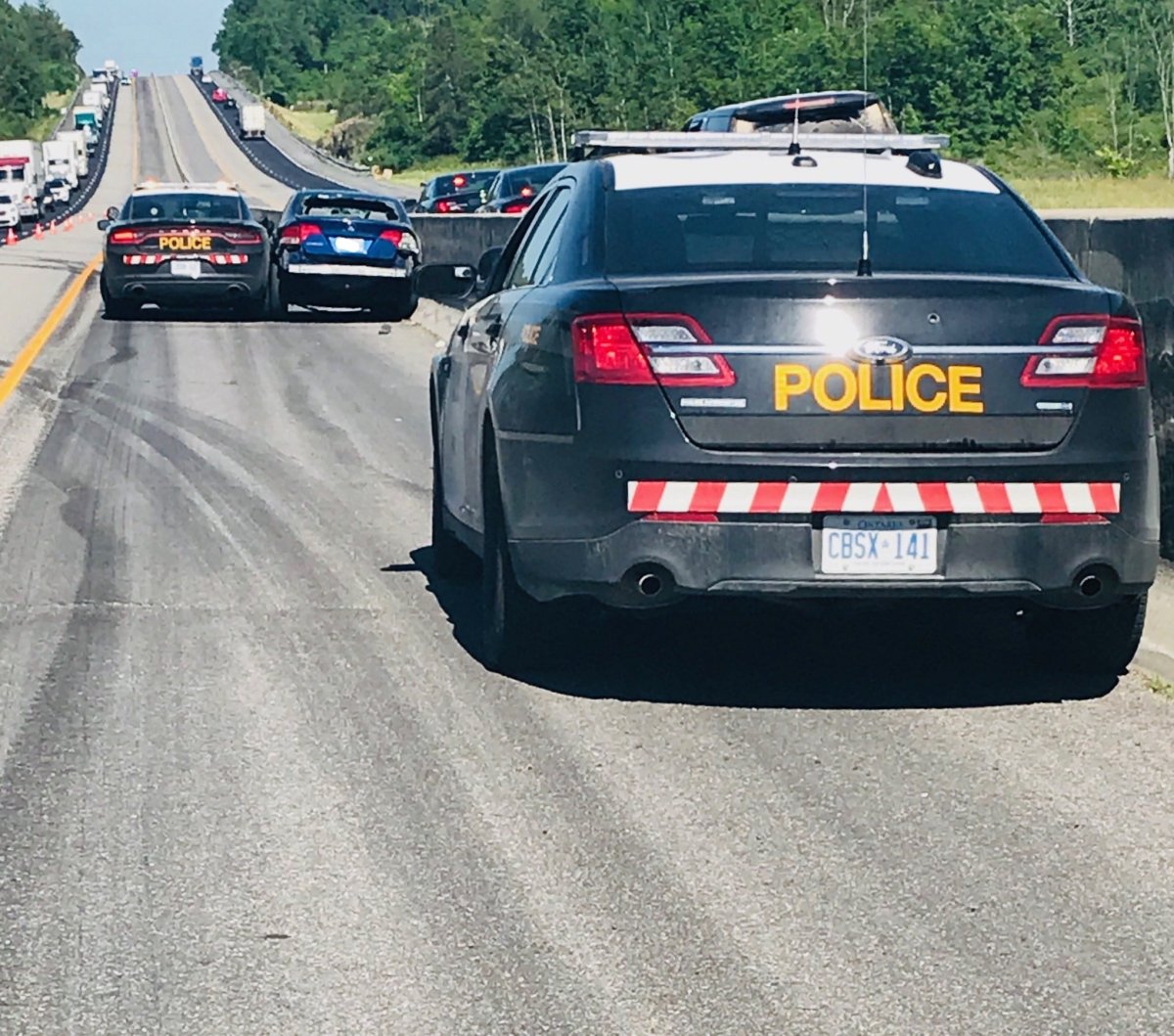 A Mississaugua man is facing numerous charges after allegedly driving against traffic on Highway 401 to evade police, OPP say.