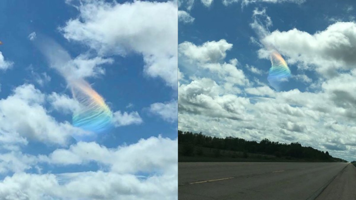 Iridescent clouds spotted on a Manitoba highway Wednesday.
