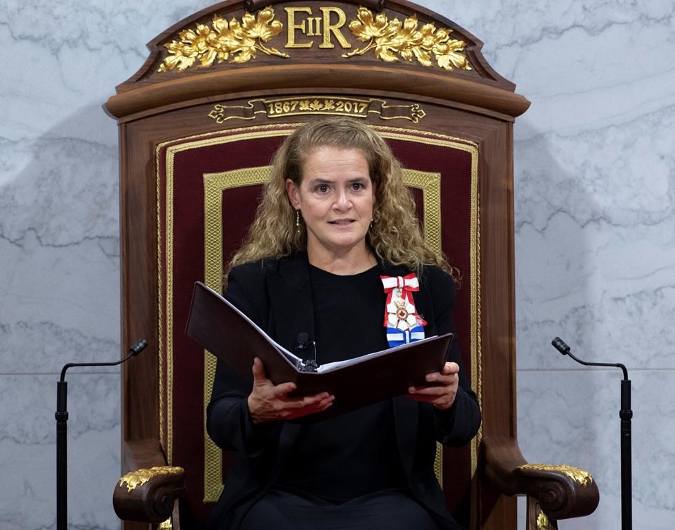 Governor General Julie Payette delivers the Throne Speech in the Senate chamber, Thursday December 5, 2019 in Ottawa. The COVID-19 pandemic has put the kibosh on the annual Canada Day celebration of recipients of the country's second highest award. Governor General Julie Payette would normally announce the list of Order of Canada nominees on July 1.
