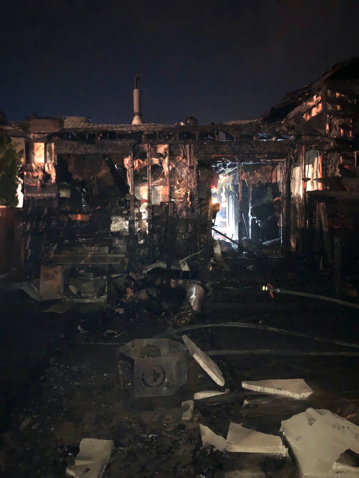 A fire early on June 6, 2020, morning destroyed a house and garage on Johnson Crescent in Saskatoon.