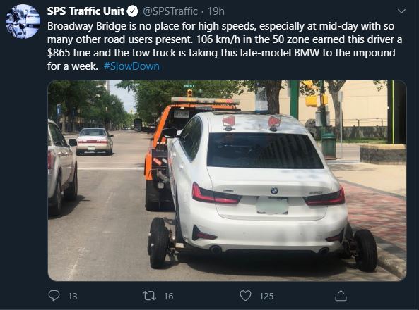 Saskatoon Police tweeted about three drivers they caught going over the speed limit on Father's Day weekend.