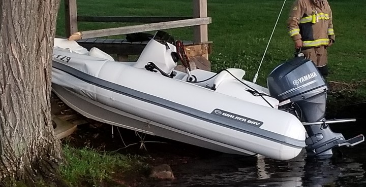 The crash took place on the shoreline of the Bob Sullivan Memorial Park at Burke and Yeo streets after the boat struck its own wake, according to police.