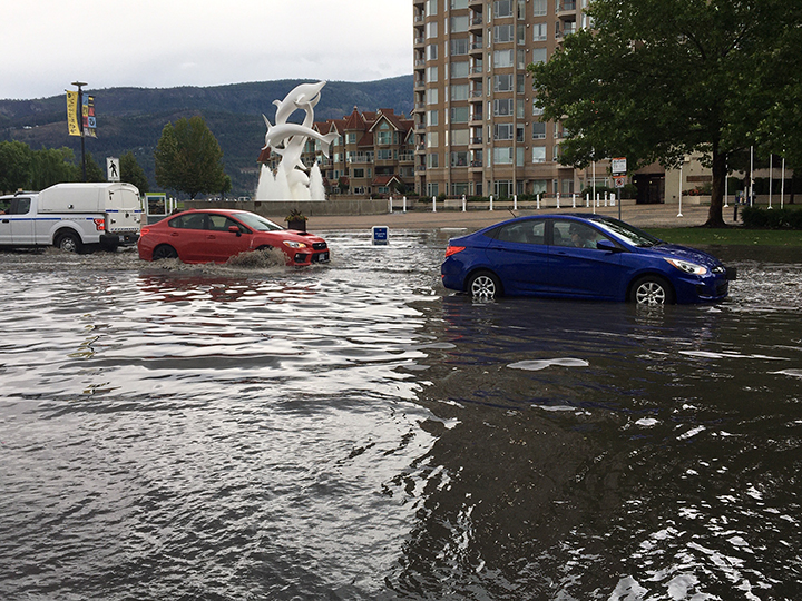 Water Street in downtown Kelowna on Saturday afternoon following a downpour.