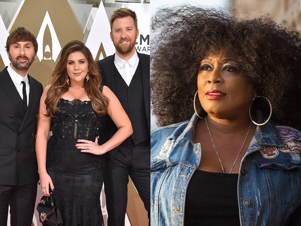 (L-R) Lady A, the band (formerly known as Lady Antebellum): Dave Haywood, Hillary Scott and Charles Kelley, and Lady A (R), the singer, born Anita White.