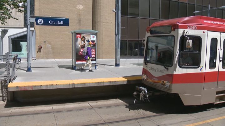 Calgary LRT at downtown station on June 15, 2020 .