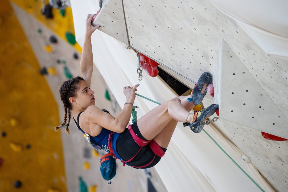 Luce Douady of France competes during the finals of the EYC European Youth Cup Lead on July 8, 2018 in Munich, Germany. 