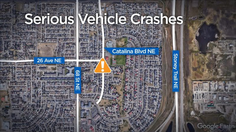 Calgary police say one person was injured in a crash on Catalina Boulevard Northeast on Thursday, June 24, 2020.