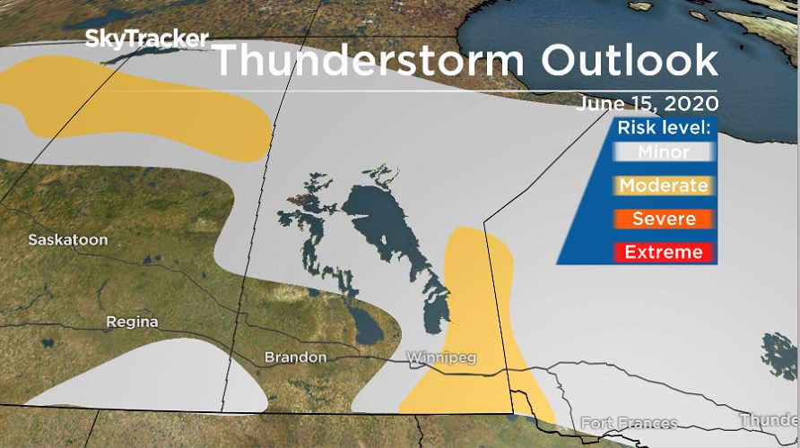 Thunderstorm outlook from Environment and Climate Change Canada June 15, 2020.