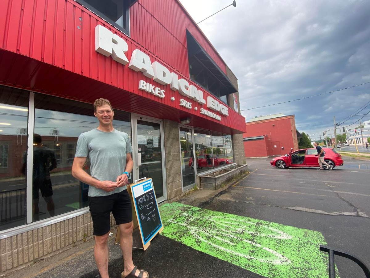 Mike Davis outside his bike shop in downtown Fredericton