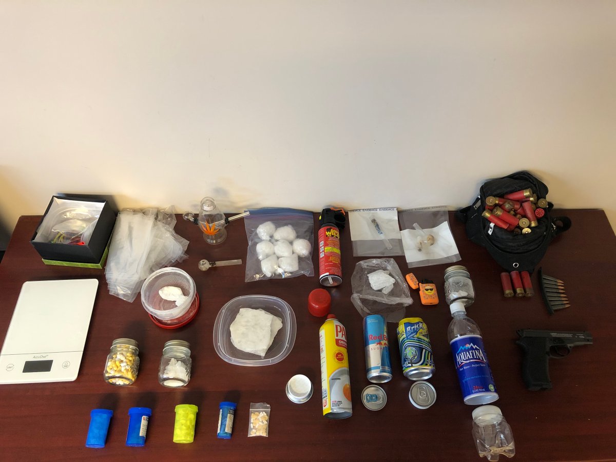 Various drugs and paraphernalia Manitoba RCMP say they seized from a home in Minnedosa.