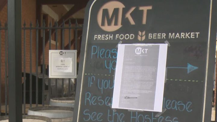 Temporary closure notice in front of MKT.