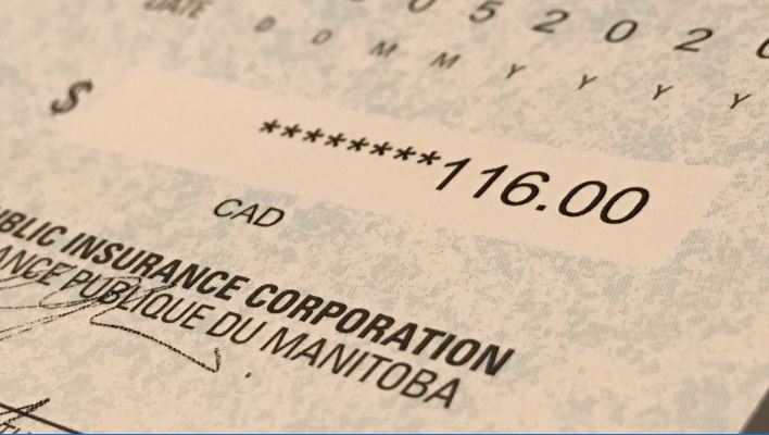 A Manitoba Public Insurance rebate cheque from May 2020.