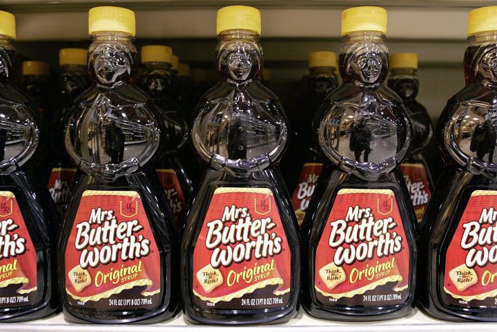 In a Monday, Feb. 12, 2007, file photo, bottles of Mrs. Butterworth’s Original Syrup are displayed in a store, in Princeton, N.J.