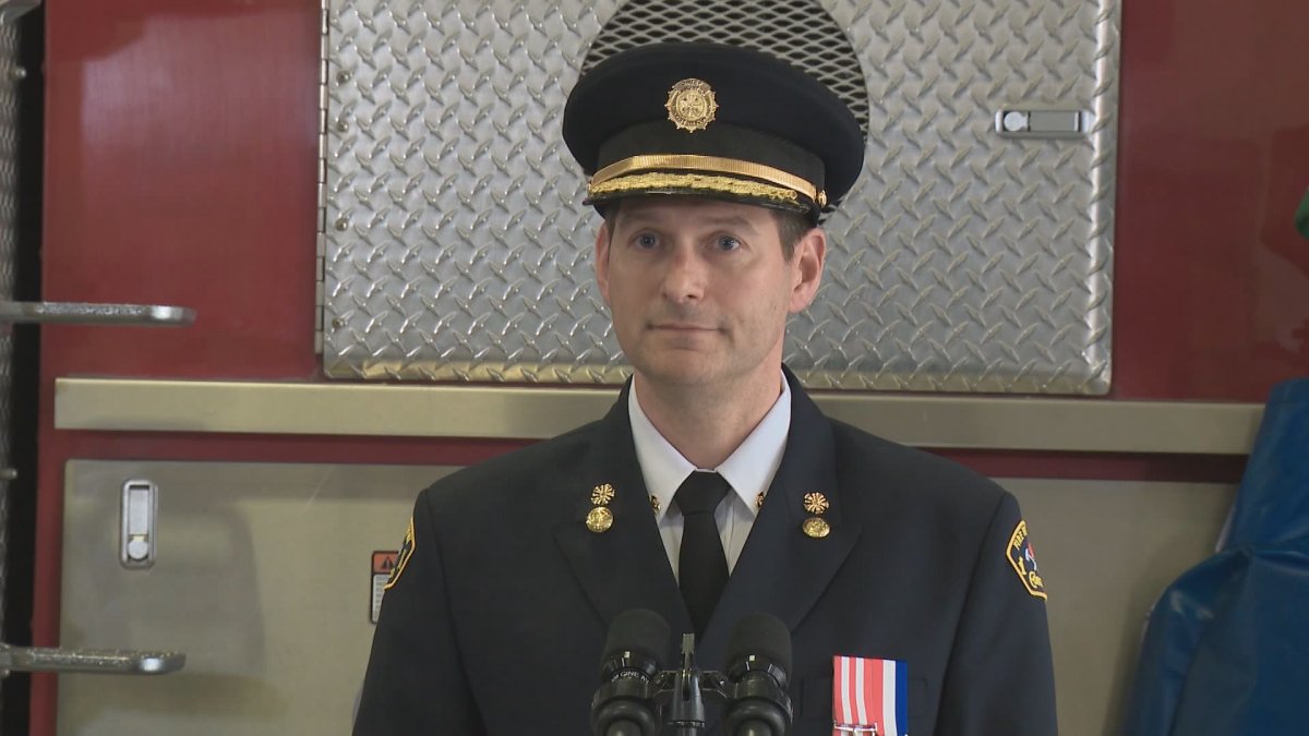 Edmonton's fire chief Joe Zatylny speaks to the media Friday, June 26, 2020.