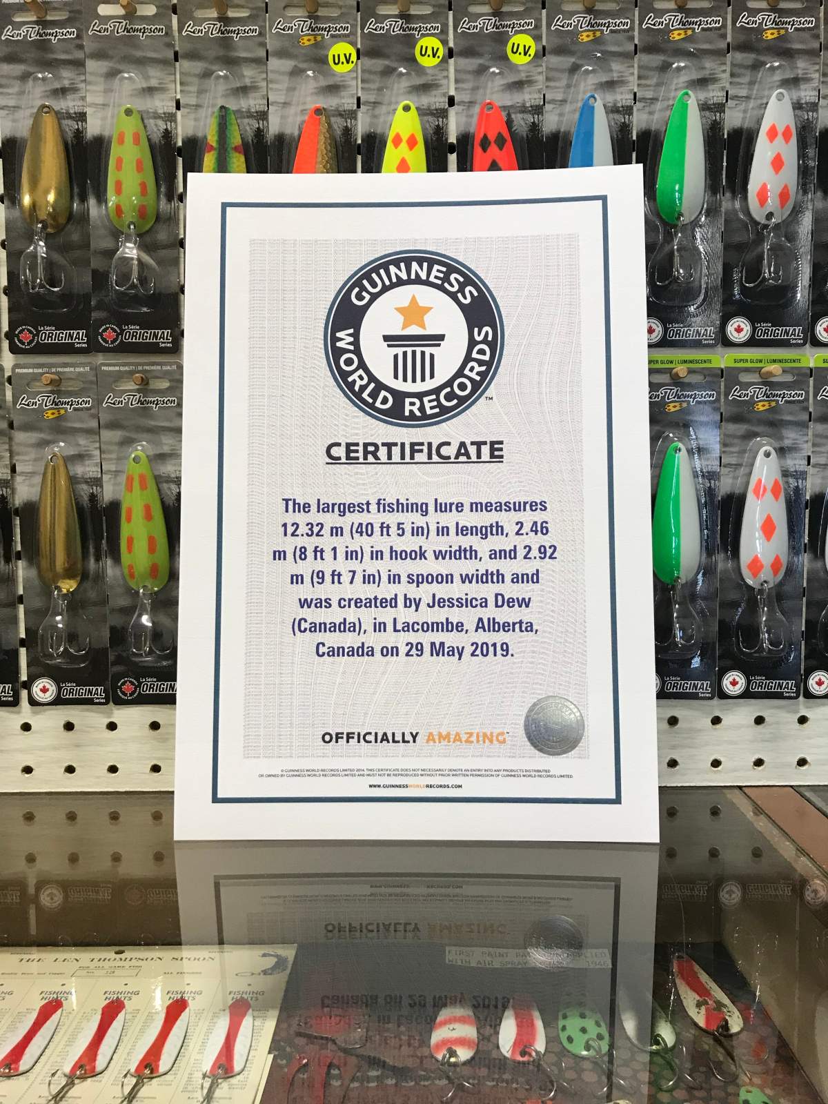 The Len Thompson fishing lure in Lacombe, Alta., was recently certified in with Guinness World Records.