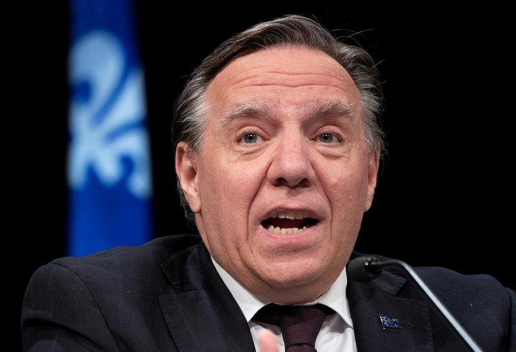 Quebec Premier Francois Legault responds to a question during a new conference in Montreal, on Monday, June 15, 2020.