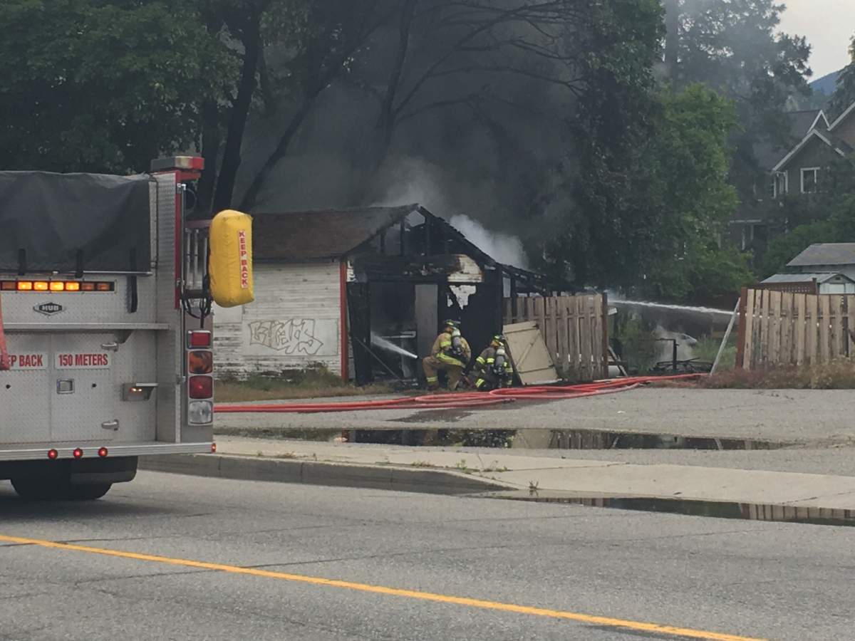 A shed fire in Penticton appeared to have spread into nearby trees before being extinguished Tuesday morning.