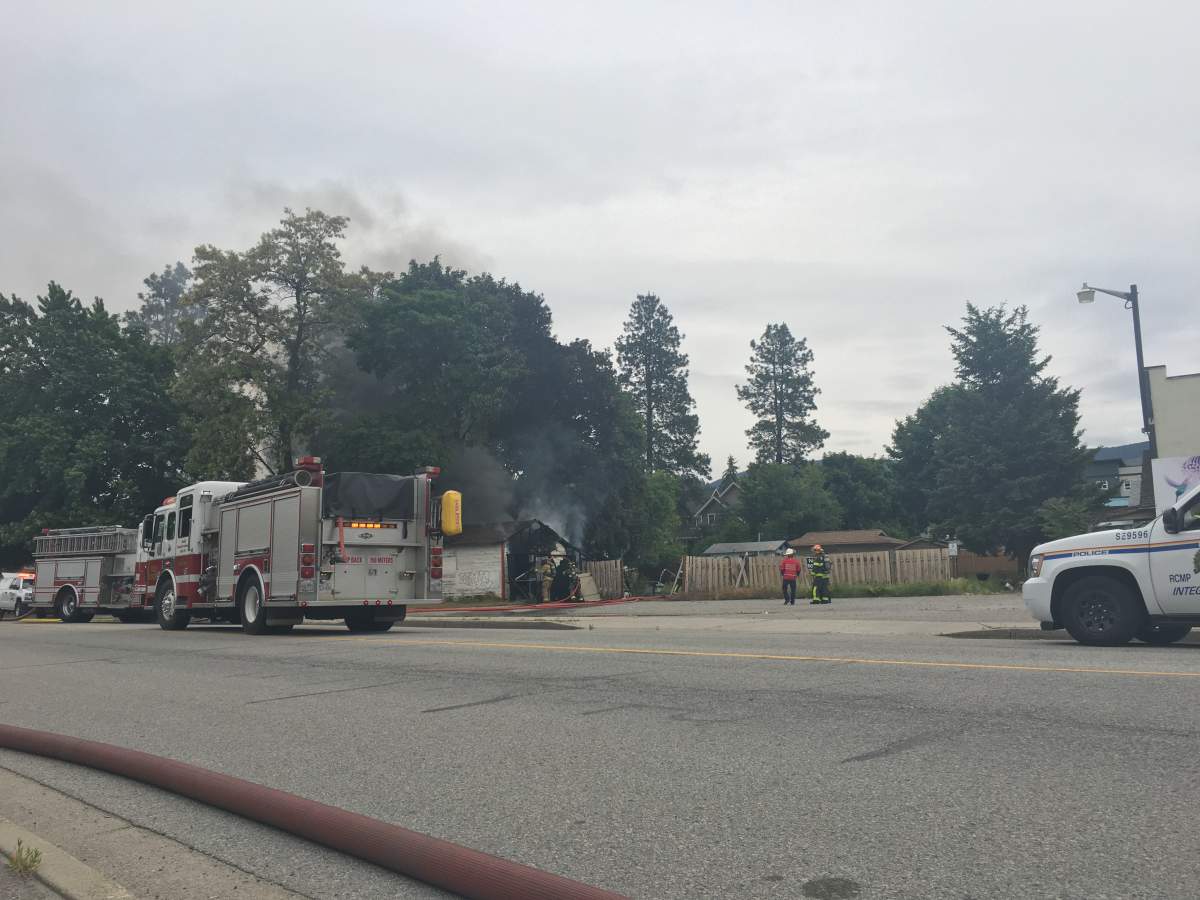 Police and firefighters responded to a shed fire in Penticton on Tuesday morning. 