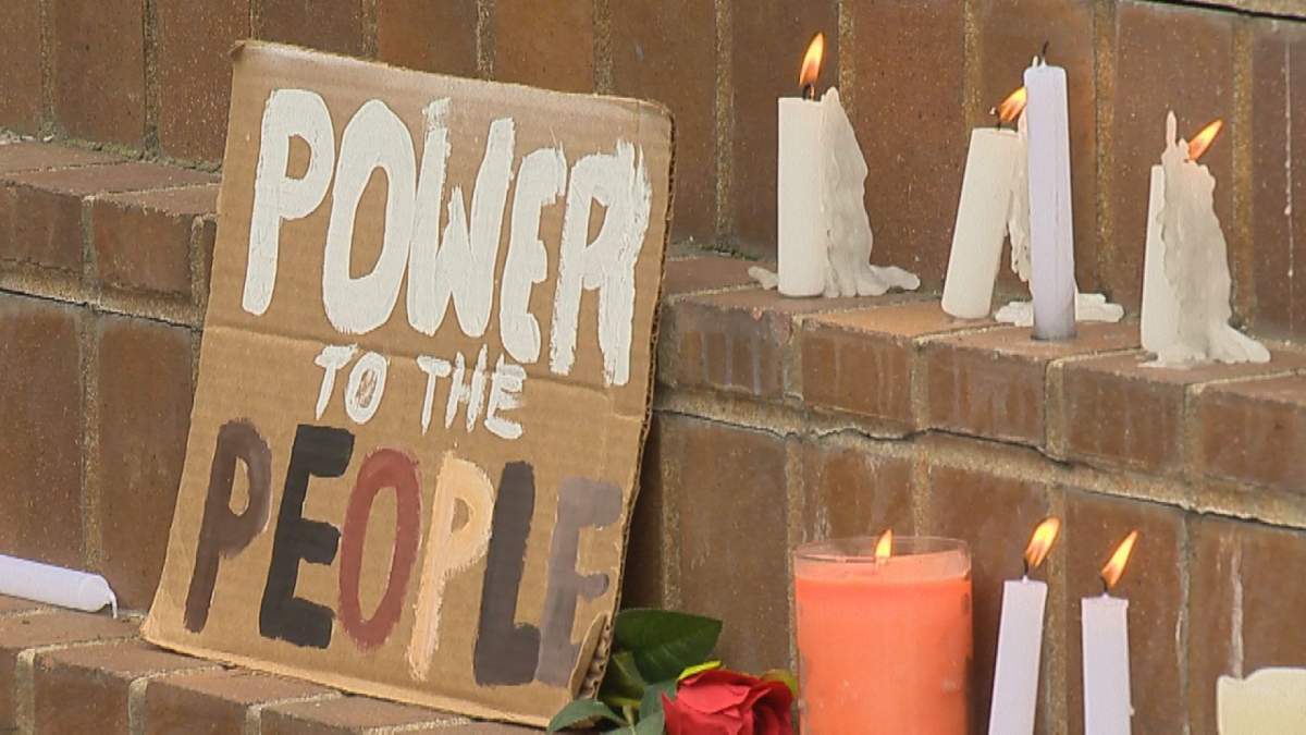 Calgarians turned out to a Black Lives Matter vigil in Olympic Plaza on Saturday, June 6, 2020.