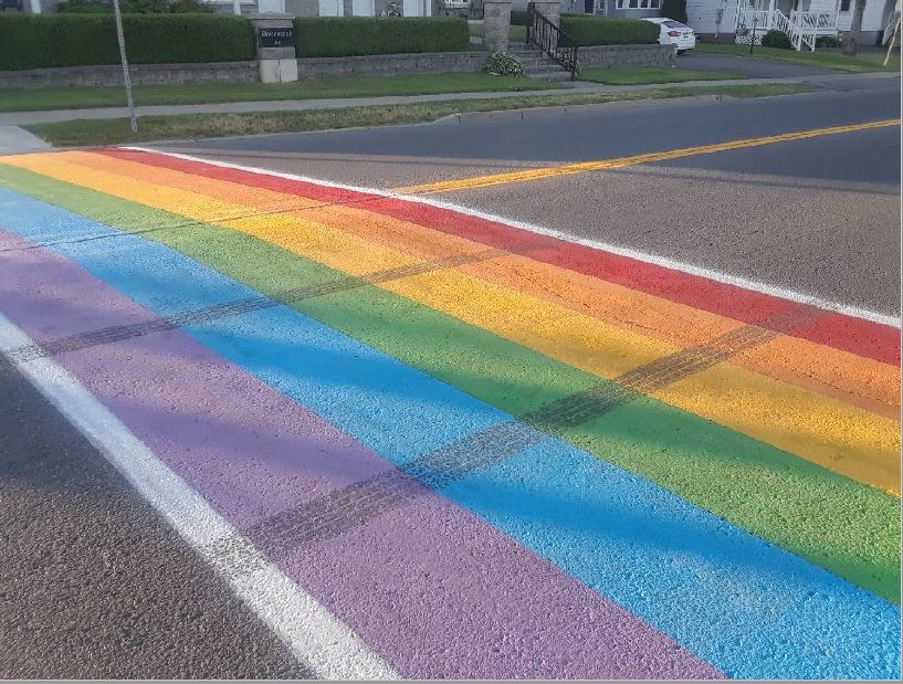 A Pride crosswalk in Prescott, Ont., was defaced for the second year in a row, according to OPP.