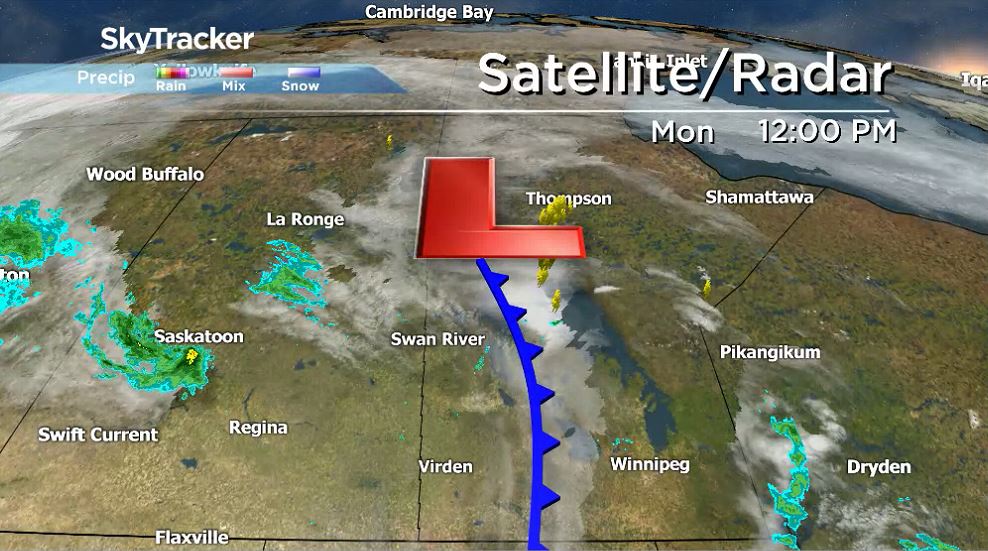 Satellite and radar picture at noon on June 15, 2020.