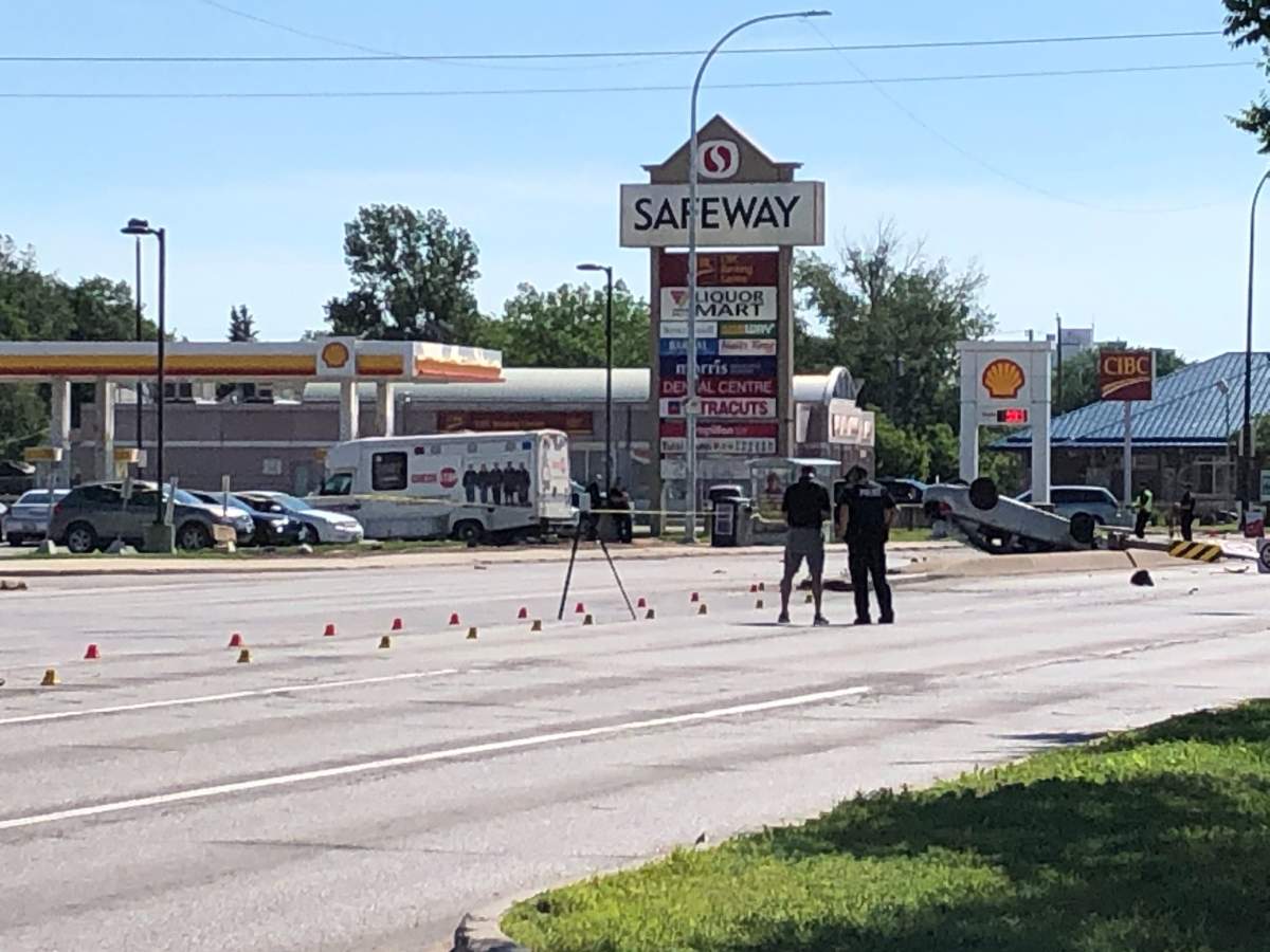 1 taken to hospital after a car flips in Winnipeg crash - image