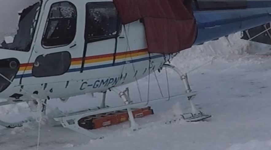 This photo shows damage to the RCMP helicopter.