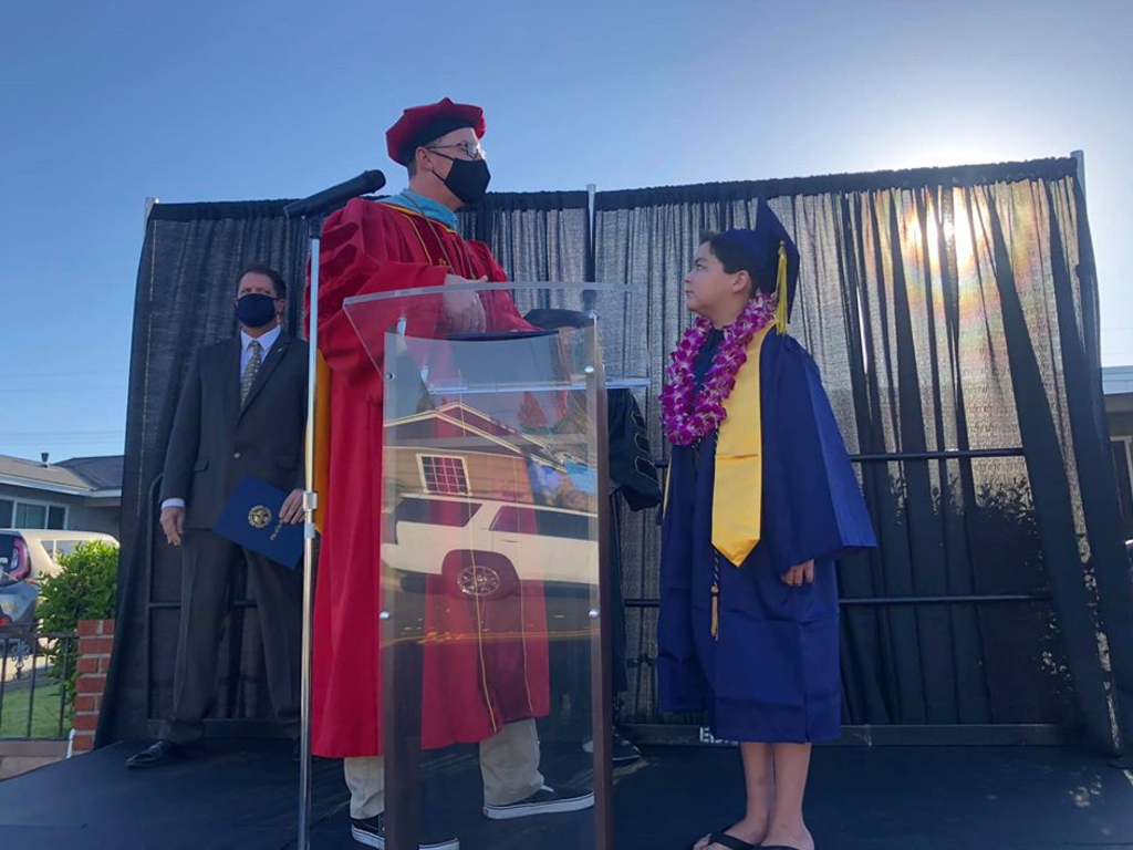 Jack Rico, 13, graduated over the weekend from Fullerton College.