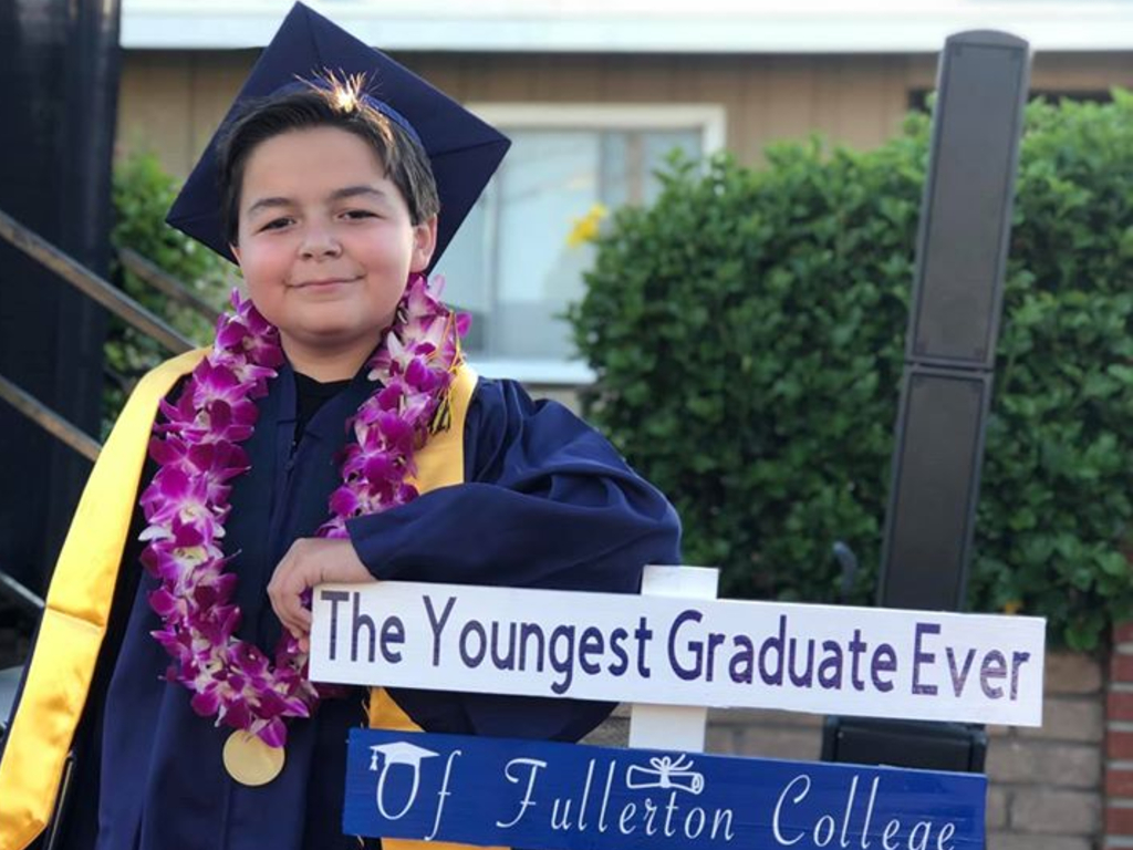 Jack Rico, 13, graduated from Fullerton College in California last weekend with four associate's degrees completed in just two years.