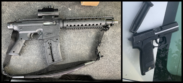 Guns seized by High Prairie RCMP in this investigation: a Mossberg Model 715T .22 calibre semi-automatic rifle and a replica handgun.
