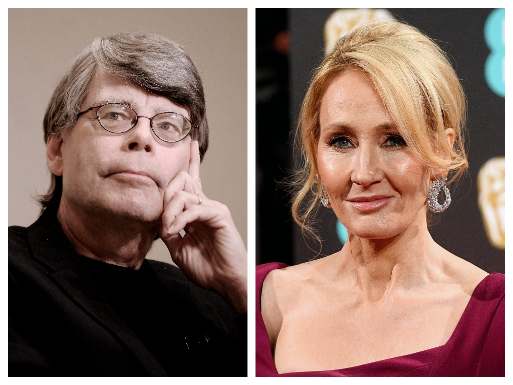 (L-R) Authors Stephen King and J.K. Rowling.