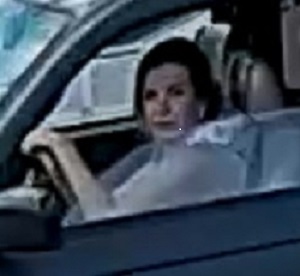 Police are looking for this driver as they believe she was driving the black Toyota truck with the stolen trailer.