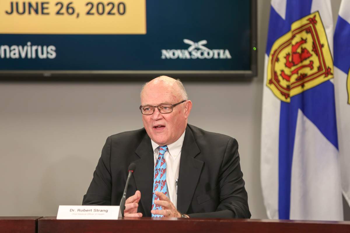 Dr. Robert Strang speaks at a press briefing in Halifax on Friday, June 26, 2020.