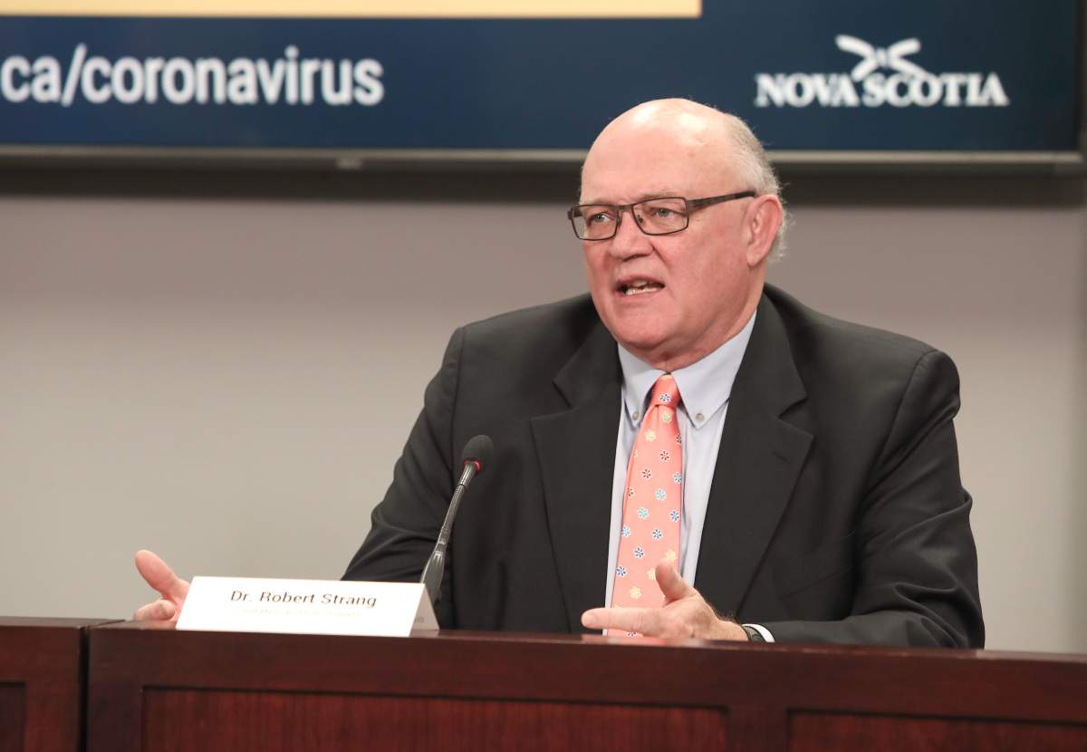 Nova Scotia chief public health officer Dr. Robert Strang 2speaks at a press briefing in Halifax on Tuesday, June 9, 2020.