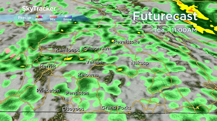 The risk of rain returns to the Okanagan on Tuesday.