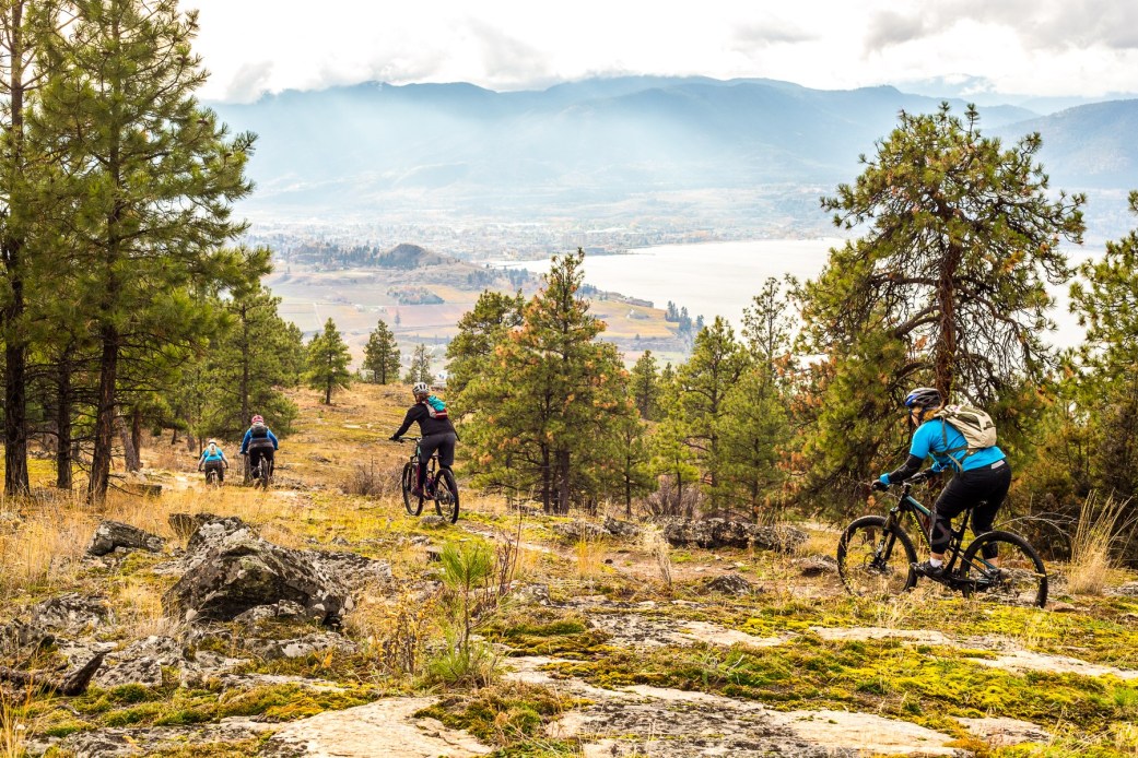 A man died while mountain biking on the Three Blind Mice trails in Penticton on Saturday. 