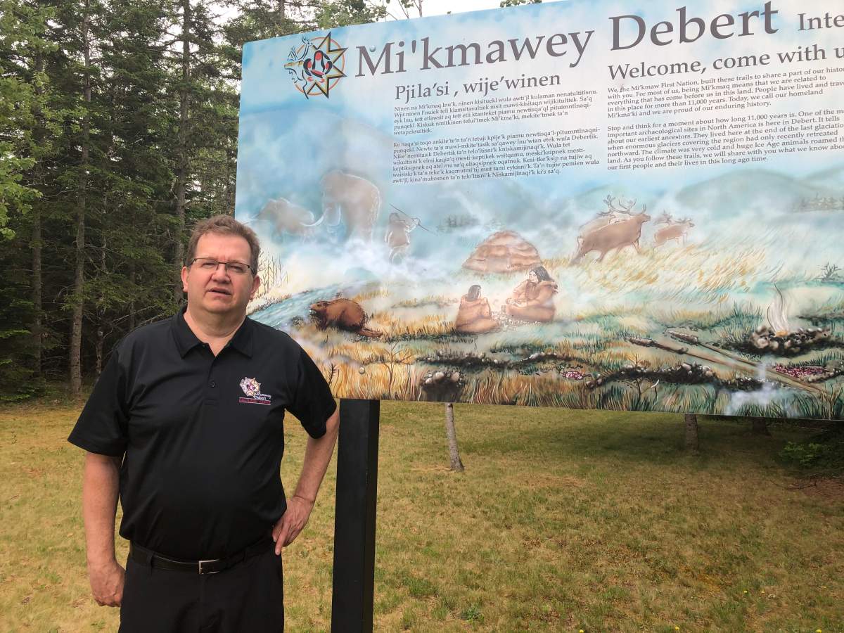 Tim Bernard, executive director of the Mi’kmawey Debert Cultural Centre, stands at the edge of the Mi’kmawey Debert Intepretive Trail in Debert, N.S.
