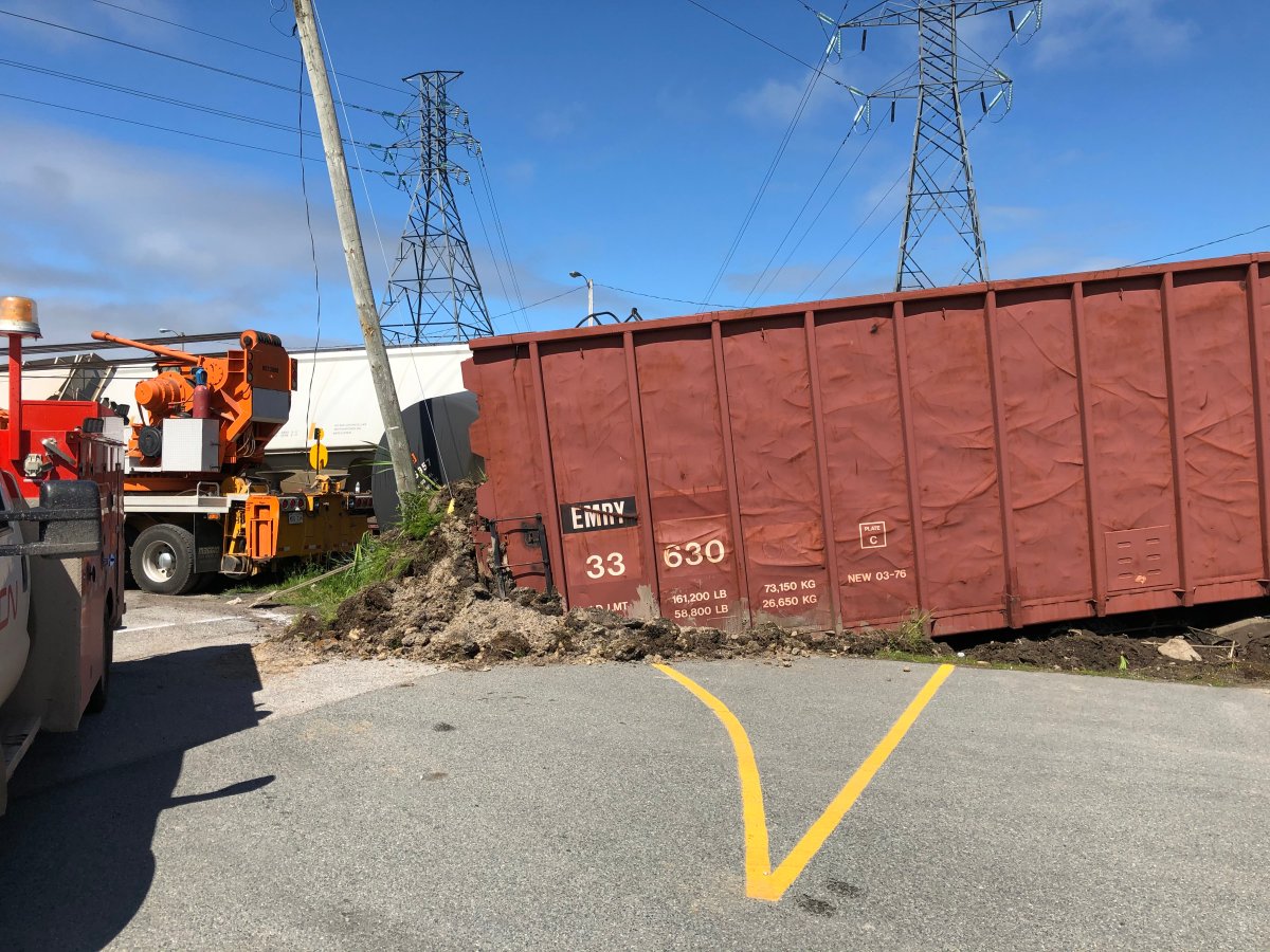 Eight CN Rail cars left the tracks behind a restaurant in Saint John, N.B., on June 20.